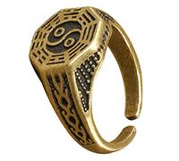 Ipetboom Anillo Taoísta Retro para Hombre Joyería China de Latón Anillo Ajustable de Feng Shui para y Diseño Vintage y