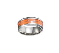 Ipetboom Anillo Unisex de Acero Inoxidable con Diseño de Electrocardiograma Luminoso para Parejas Noctilucente Naranja Original para Novios y