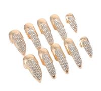 Ipetboom Anillos De Garra De Uña Gemas De Imitación 10 Piezas Tamaños Pequeño, Mediano y Grande Para Cosplay y Fiestas Punk Rosa Dorado