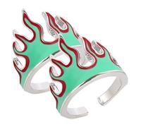 Ipetboom Anillos de Llama Ajustables Abiertos para Mujer, Anillo de Metal Diseño de Fuego, Joyería de Dedo para Fiestas y Boda, Talla Única