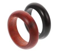 Ipetboom Anillos de Madera Fina para Dedo 2 Piezas Conjunto Negro Ébano y Sanguino, Accesorios Únicos Retro Decorativos para Mujer y Hombre, Joyería Artesanal para Obsequio y Uso Diario