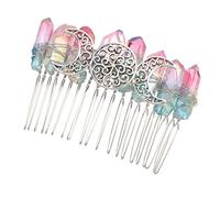 Ipetboom Artesanal de Cristal Natural para Novia Tocado con Diseño de Luna Triple Peine de Dientes Plata Accesorio para Bodas y Fiestas