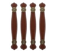 Ipetboom Asas de Cuero para Maletas 4 Piezas Estilo Retro Aleación de Zinc Tiradores para Muebles y Cajones Distancia entre Orificios 128 MM Color Rojo Marrón y Verde Antiguo