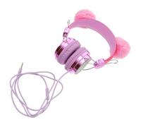 Ipetboom Auriculares Supraaurales Micrófono Cable Bola de Pelo Rosa y Purpurina Diseño de Orejas de Gato Auriculares Escuela y Viajes Compatibles Dc5v Color Aleatorio