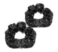 Ipetboom Bandas Elásticas Cabello Lentejuelas Navideñas Negras, 2 Piezas, Anillos Elásticos Fluorescentes para Niñas, Accesorios Cabello Suaves y Elásticos, Ideales para Uso Diario