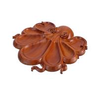 Ipetboom Bandeja de Madera con Forma de Pulpo Organizador Multifuncional para Snacks y Frutas Ligera y Portátil para Uso Interior y Exterior Fiestas y Cocina