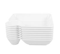 Ipetboom Bandeja para Fiestas Dividida de 8 Piezas en Pp Color Claro con Soporte para Salsas, Plato Cuadrado para Servir Patatas Fritas y Dumplings, Adecuado para Reuniones y Eventos