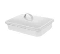 Ipetboom Bandeja para Hornear Esmaltada Blanca 24x16 Cm Resistente al Calor Multifuncional para Cocina Casera y Restauración Tapa para Conservación de Alimentos