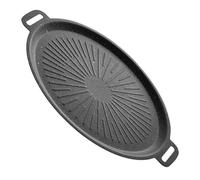 Ipetboom Barbacoa Sartén de Hierro para Exterior Antiadherente Parrilla Camping Bandeja Grill Resistente Calor con Asa para Cocina