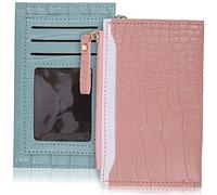 Ipetboom Billetera Decorativa De Mujer Estampado De Cocodrilo, Gran Capacidad, Piel Sintética PU Flexible, Conjunto De 2 Unidades Azul y Rosa, Tamaño 9x14x0.5 Cm, Uso Diario