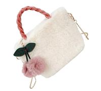 Ipetboom Bolsa de cerezas de peluche largo bolsas pelo totalizador bolso de piel bolsos peludos mujeres bandolera bolsos de mano bolsa de hombro esponjosa Bolso lindo Felpa blanco