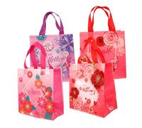 Ipetboom Bolsa de Obsequio para Día Madre de Tela No Tejida, 4 Piezas Diseño Floral, Fácil de Almacenar Acabado Exquisito para Fiestas y Mercados