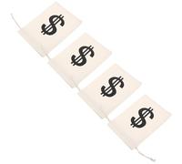 Ipetboom Bolsas Pequeñas de Tela de Algodón 16X22 CM Cordón y Símbolo de Dólar 4 Unidades Color Beige Bolsa de Dinero Portátil para Joyas Monedas y Decoración de Fiestas Pirata