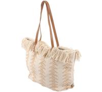 Ipetboom Bolso Tote Grande de Trenzado con Borlas para Mujer Bolsa de Hombro Amplia y Resistente para Viaje Playa y Uso Diario Diseño Casual y Espacioso Color Hueso