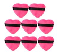 Ipetboom Borla De Maquillaje En Forma De Corazón 8 Piezas Tamaño Pequeño Color Rosa Fucsia Para Polvo Suelto Femenino Uso Facial Con Correa Para Transporte