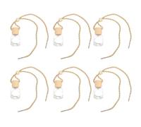 Ipetboom Botellas Difusoras Colgantes para Coche 8 Ml Frascos de Cristal Vacíos Tapa de Madera Paquete de 6 Unidades Accesorio Decorativo para Purificar y Aromatizar el Interior del