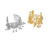 Ipetboom Brazaletes para Danza del Vientre 2 Piezas Pulseras de Campana Metálicas para Mujer Joyería Abierta para Brazo Decoración para Baile Tribal y Representaciones Teatrales