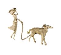 Ipetboom Broche De Aleación Diseño De Mujer Paseando Al Perro Broche De Suéter De Personalidad Obsequio Para Mujer Accesorio De Moda