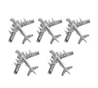 Ipetboom Broche de Avión Metálico Cristales de Estrás Paquete de 5 Unidades Accesorio Ligero y Versátil para Mochila Suéter Bufanda y Trajes Pin de Solapa para Mujer Joyería Temática