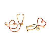 Ipetboom Broche De Estetoscopio De Aleación Para Enfermera, Broche De Dibujos Animados Decorativo Forma De Corazón, Set De 2 Piezas, Accesorios Para Médico Eventos y Uso Diario
