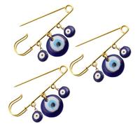 Ipetboom Broche de Imperdible Dorado Colgante Ojo Turco Azul Juego de 3 Piezas para Decoración de Ropa Pin de Chal y Broche de Cárdigan Accesorio para Fiesta y Eventos Formales