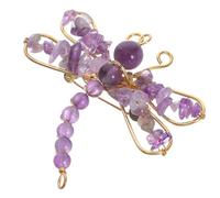 Ipetboom Broche de Libélula de Cristal para Mujer Aleación Ligera Dorada Amatista Púrpura Broche Decorativo para Ropa Bufandas y Vestidos Accesorio Artesanal Tejido a Mano para