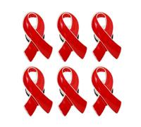 Ipetboom Broches de Lazo Rojo para Mujer, 6 Piezas Pequeñas, Símbolos de Prevención y Apoyo Social para Campañas de Concienciación Vih/Sida