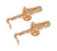 Ipetboom Broches de Solapa Musicales de Aleación Dorada para Amantes del Saxofón, Diseño Único y Uso Versátil, Ideales para Bufandas y Bolsas en Grupos y Bandas de Jazz, Pack de 2