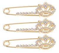 Ipetboom Broches de Tiara de Cristal Gemas de Imitación Set de 3 Piezas Color Dorado Imperdibles para Cárdigan Chal o Suéter Accesorios Elegantes para Mujer Uso Diario y Fiestas