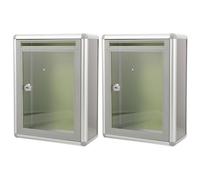 Ipetboom Buzón Mural Metálico Transparente con Cerradura 2 Unidades Diseño Resistente para Oficina y Hogar Buzón de Sugerencias y Urna Electoral Uso Interior y Exterior Color Gris