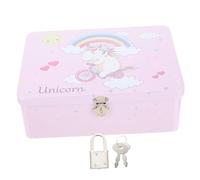 Ipetboom Caja de Almacenamiento de Unicornio con Cerradura Organizador de Hojalata Hogar Contenedor Decorativo para Guardar Joyas Cosméticos y Otras Cosas el Escritorio o Estante