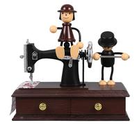 Ipetboom Caja de Música Retro Mini Máquina de Coser de Escritorio Caja Musical Decorativa Vintage para Cumpleaños Adorno Artesanal Pequeño para Sonido Claro y Agradable