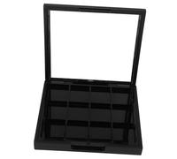 Ipetboom Caja De Sombras De Ojos Vacía 12 Rejillas, Tamaño Mediano, Color Negro Ventana Transparente, Para Principiantes y Expertas Maquillaje, Adecuado Para Mujeres y Niñas, Uso Diario, Diy