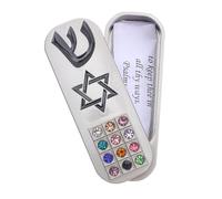 Ipetboom Caja Decorativa para Puerta Forma de Biblia Mezuzá de Metal Hogar Obsequio Judío para Hanukkah Decoración Judía Pintada de Colores Caja de Pergamino para Mezuzá