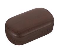 Ipetboom Caja Portátil para Lentes de Contacto Doble Diseño de Cuero Vintage y Textura Madera, Diámetro Grande, Estuche Antileak para Viaje y Cuidado Diario, Compatible Uso Exterior, Funda