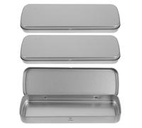 Ipetboom Cajas Organizadoras de Hojalata Rectangulares 3 Piezas 205x65x23 Mm con Bisagras para Almacenamiento Multifuncional de Joyas, Dulces y Marcadores en Manualidades