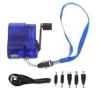 Ipetboom Cargador de Emergencia para Teléfono Móvil con Manivela, USB Recargable, Color Azul, Incluye 5 Conectores Mixtos y Cable USB, Compacto y Portátil para Viajes y Estilo Aleatorio
