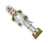 Ipetboom Cascanueces de Madera Tradicional de 30 CM Figura de Soldado Rey para Decoración Navideña de Escritorio Adorno Pequeño Único para Ambiente Festivo