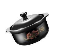 Ipetboom Cazuela de Cerámica para Estofado 1.6l Tapa Negra, Olla para Cocinar Estufa Resistente a Altas Temperaturas, Adecuado para 1-2 Personas, Olla Barro para Guisos y Sopas