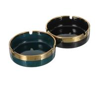 Ipetboom Cenicero de Cerámica Ligero con Borde Dorado Diseño Retro Elegante y Resistente al Viento Portátil para Decoración de Escritorio Hogar Oficina Balcón y Patio de Verde Oscuro Negro