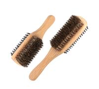 Ipetboom Cepillos de Cerdas de Jabalí para Hombre Doble Cara 2 Piezas Grande y Pequeño Cepillo para Barba y Cabello Fino Herramienta Multifuncional para Peinar y Limpiar Cuidado