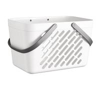 Ipetboom Cesta de Almacenamiento Portátil para Ducha Organizador Multiusos Grande con Diseño Agujereado para Drenaje para Frutas Verduras y Artículos Color Blanco