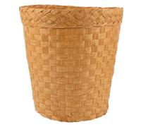 Ipetboom Cesto de Basura Tejido de Bambú Pequeño Redondo Multifuncional Tapa para Oficina Dormitorio Baño Cesto de Almacenamiento Decorativo