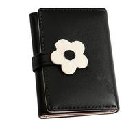 Ipetboom Clip De Dinero del Estudiante Cartera Pequeña Cartera Mujer Billetera De Moda Bolso Adolescente Edad De Adolescencia Flores Joven Chicas Floral Femenino Dama Negro Cuero PU