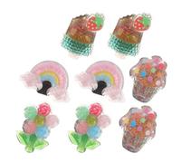 Ipetboom Clips para Zapatos Infantiles Brillo, 8 Piezas Desmontables de Hebillas Decorativas en Colores Amarillo y Verde, Diseño de Princesas Purpurina y Motivos de Helados, Charm
