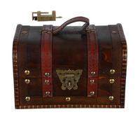 Ipetboom Cofre del Tesoro Pirata de Madera Cofre Vintage para Guardar Recuerdos Joyas y Baratijas Color Oscuro Cerradura de Combinación Caja Decorativa para Uso Habitación o Colección de Fi