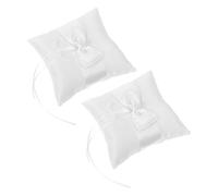 Ipetboom Cojines para Anillos de Boda 15X15 CM 2 Piezas Cojín Nupcial Encaje y Perlas Soporte Seguro Cintas Almohada Rústica para Bodas Compromisos y Sesiones Fotográficas