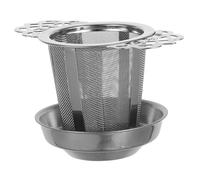 Ipetboom Colador de Té Inoxidable con Malla Fina Infusor con Asas Decorativas y Plato Antigoteo Compatible con Tazas y Teteras para Preparar Infusiones Claras Residuos