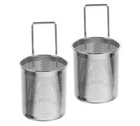Ipetboom Coladores de Acero Inoxidable para Olla Caliente 2 Piezas Cesta de Malla Fina Grande 10X11 CM con Doble Gancho Colador Multiusos para Pasta Verduras y Albóndigas Resistente al