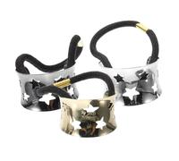 Ipetboom Coleteros Elásticos Pelo De Niña 3 Unidades Tamaño Estándar Diseño Estrella Hueco De Aleación Dorado, Plateado y Negro Para Uso Diario y Fiestas